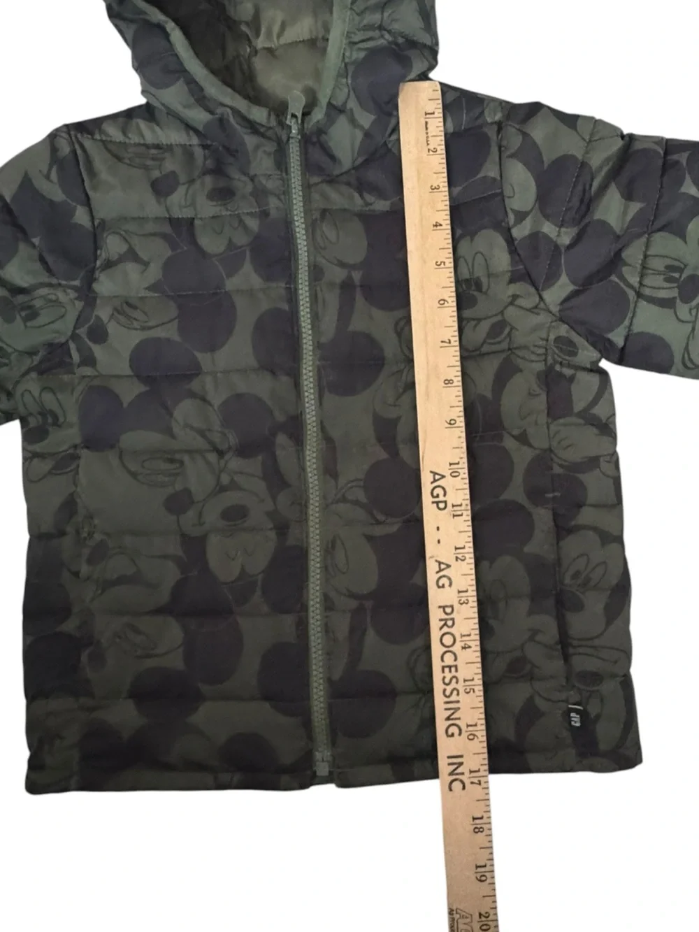 Baby Gap x Disney Mickey Mouse Camo Puffer Jacket Hooded Green Boys 5T